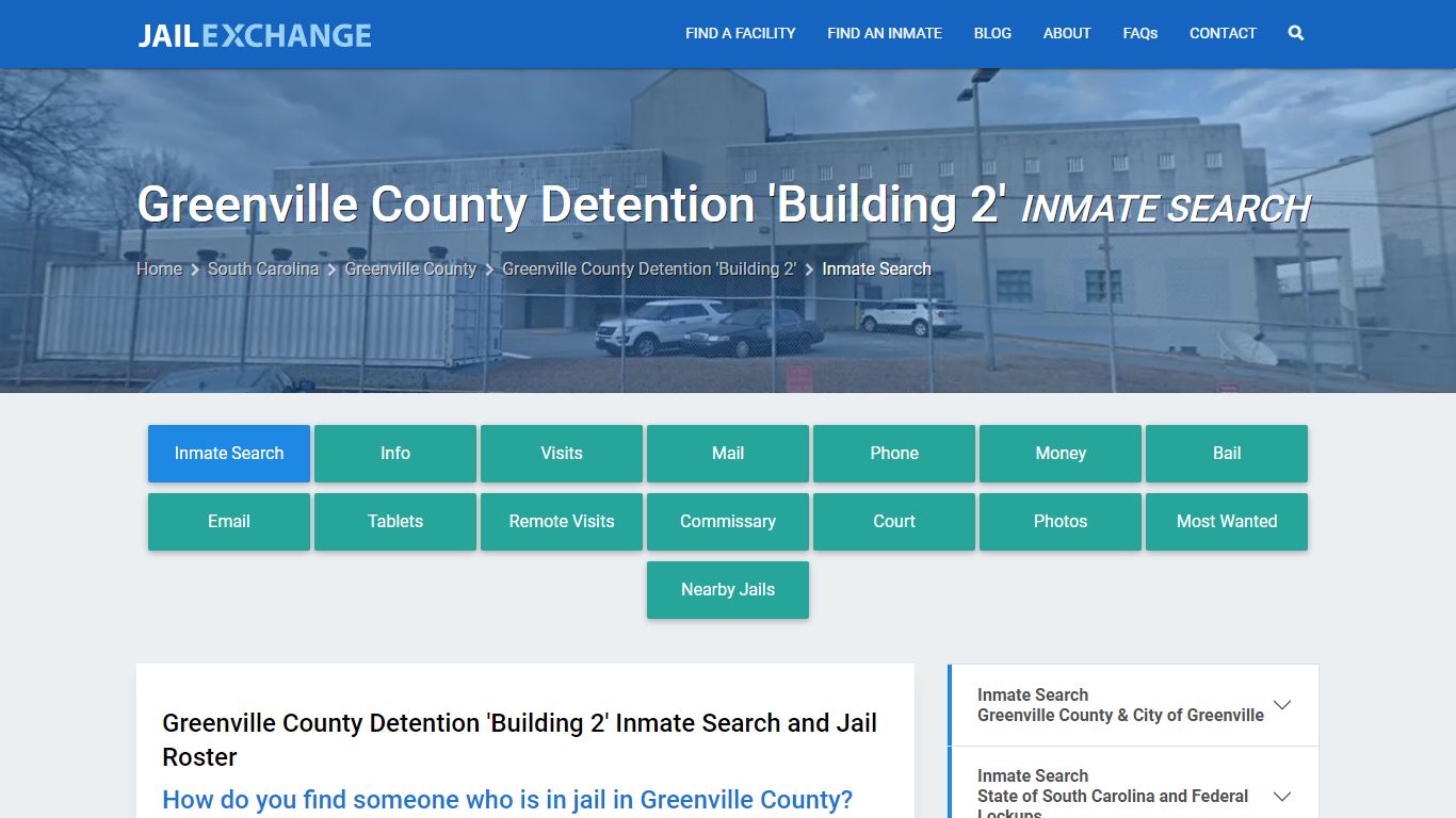 Greenville County Detention 'Building 2' Inmate Search - Jail Exchange